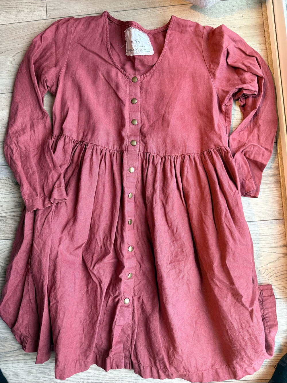 notPERFECTLINEN long sleeve mama midi dress in Marsala red